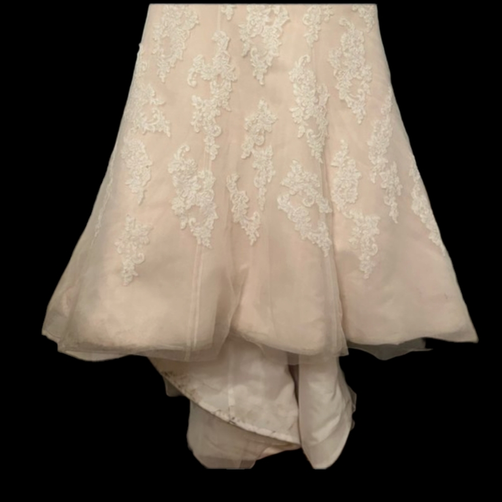 MORI LEE Blush with Lace Overlay Wedding Dress with belt size 10 - Picture 14 of 17